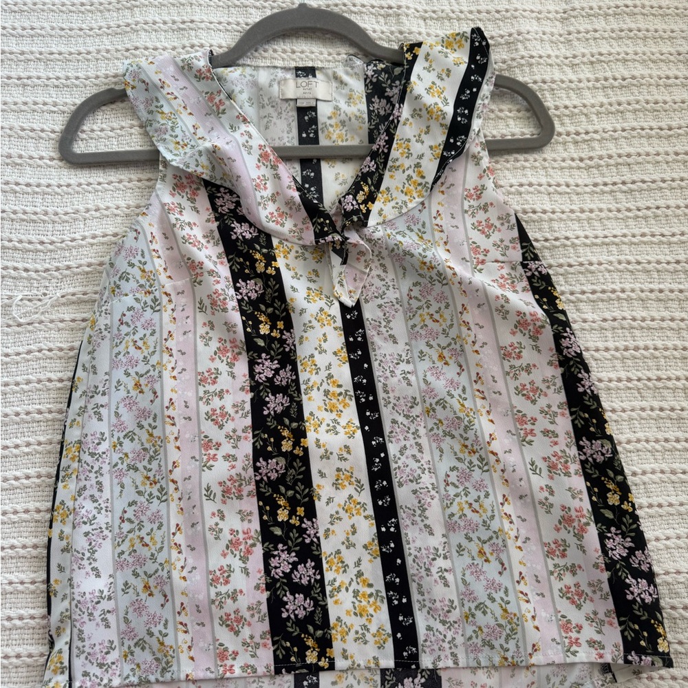 LOFT Multicolor Floral Striped Top